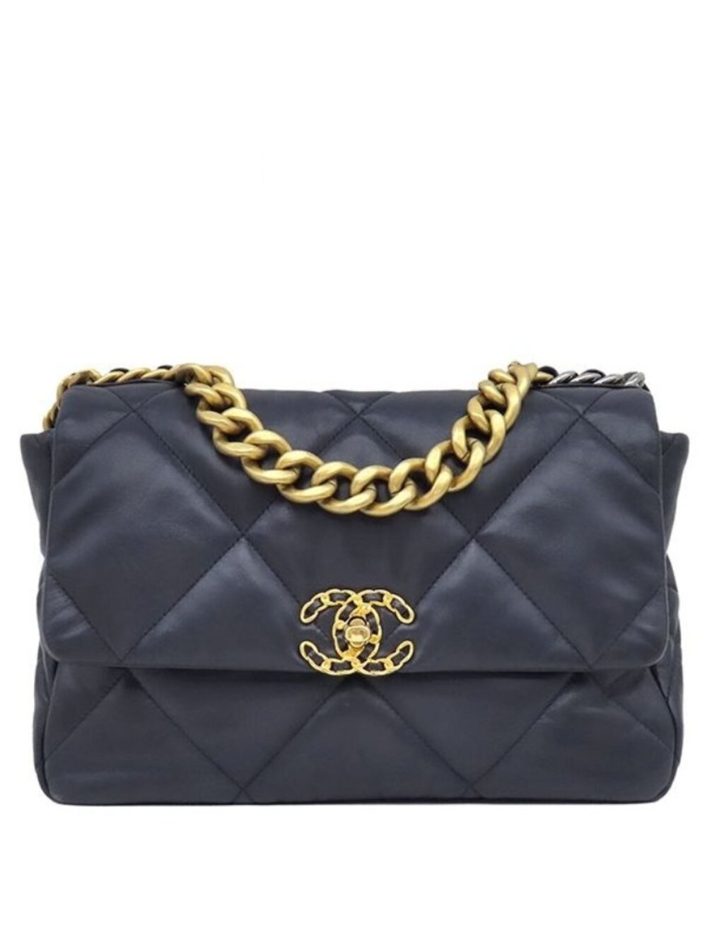 Chanel Shoulder Bag Chanel 19 Large Lambskin Navy Gold Chain 30